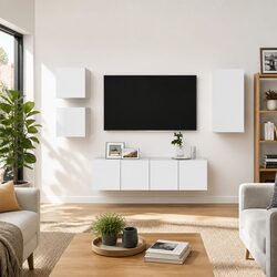 Stylish White TV Cabinet Set - 5 Pieces for Your Home