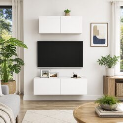 Elevate Your Living Space with this 2 Piece White TV Unit