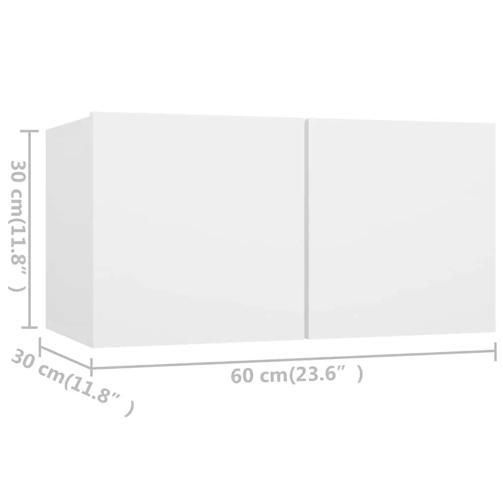 6 Piece TV Cabinet Set White Wall Mounted Storage Unit Modern Living Room Furniture