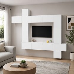 Enhance Your Living Space with 9 Piece White TV Cabinet
