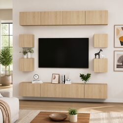 Enhance Your Living Room with a Brown 8-Piece TV Cabinet Set