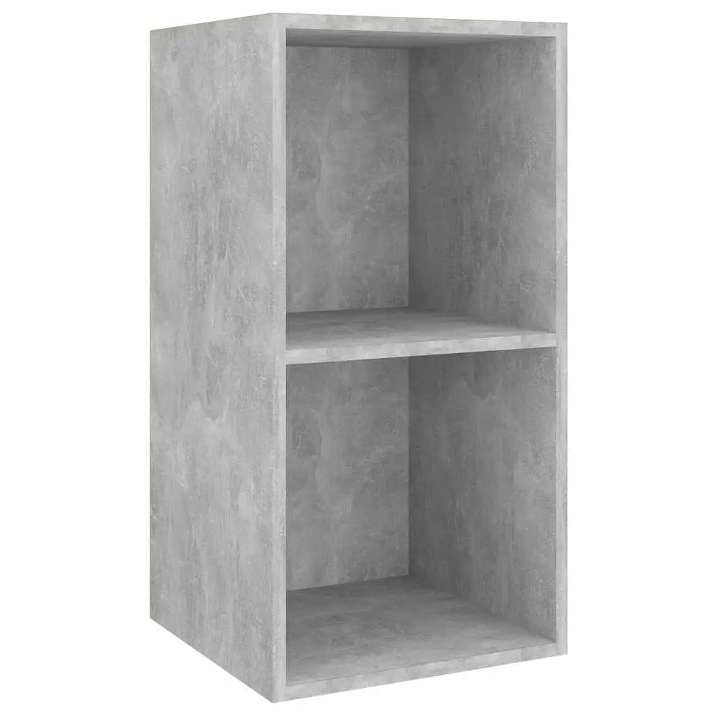 Grey Engineered Wood Wall-Mounted TV Cabinets 2 Piece Storage Unit Display Shelves