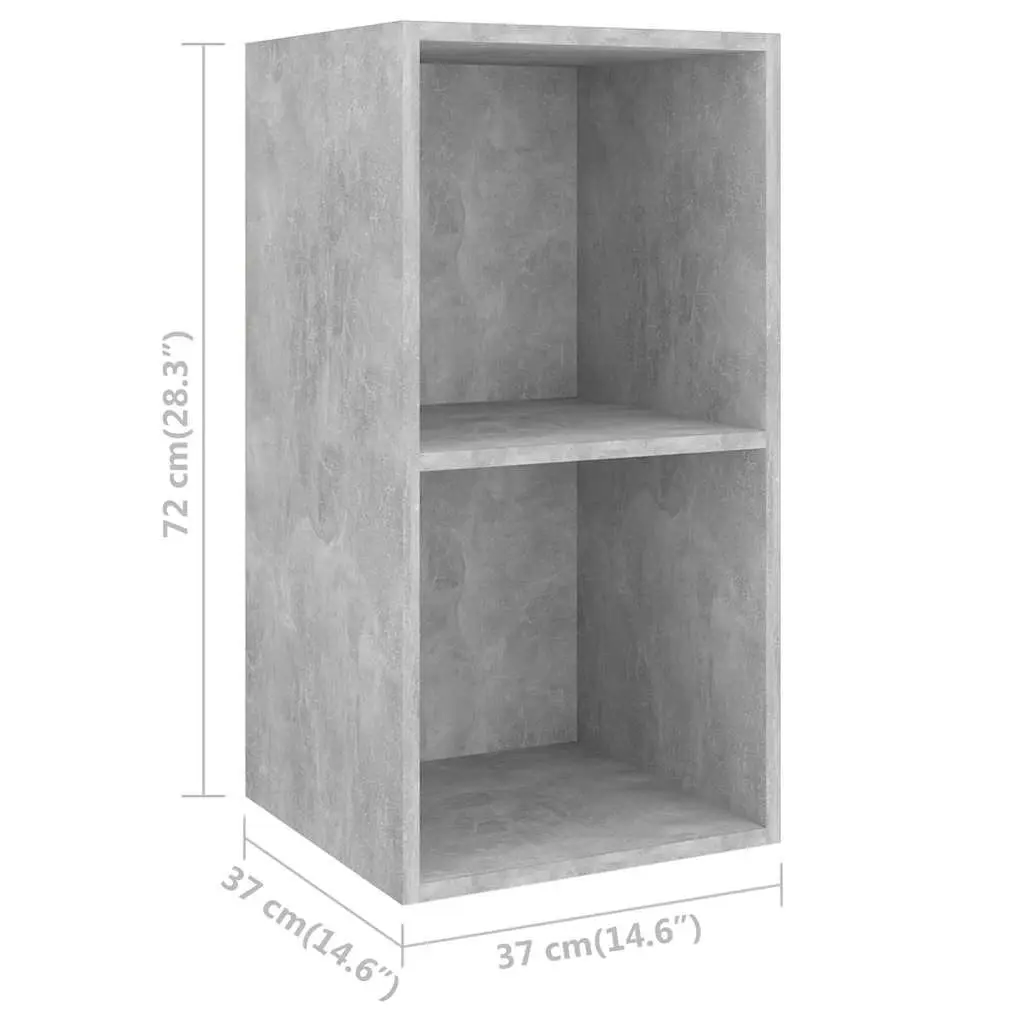 Grey Engineered Wood Wall-Mounted TV Cabinets 2 Piece Storage Unit Display Shelves