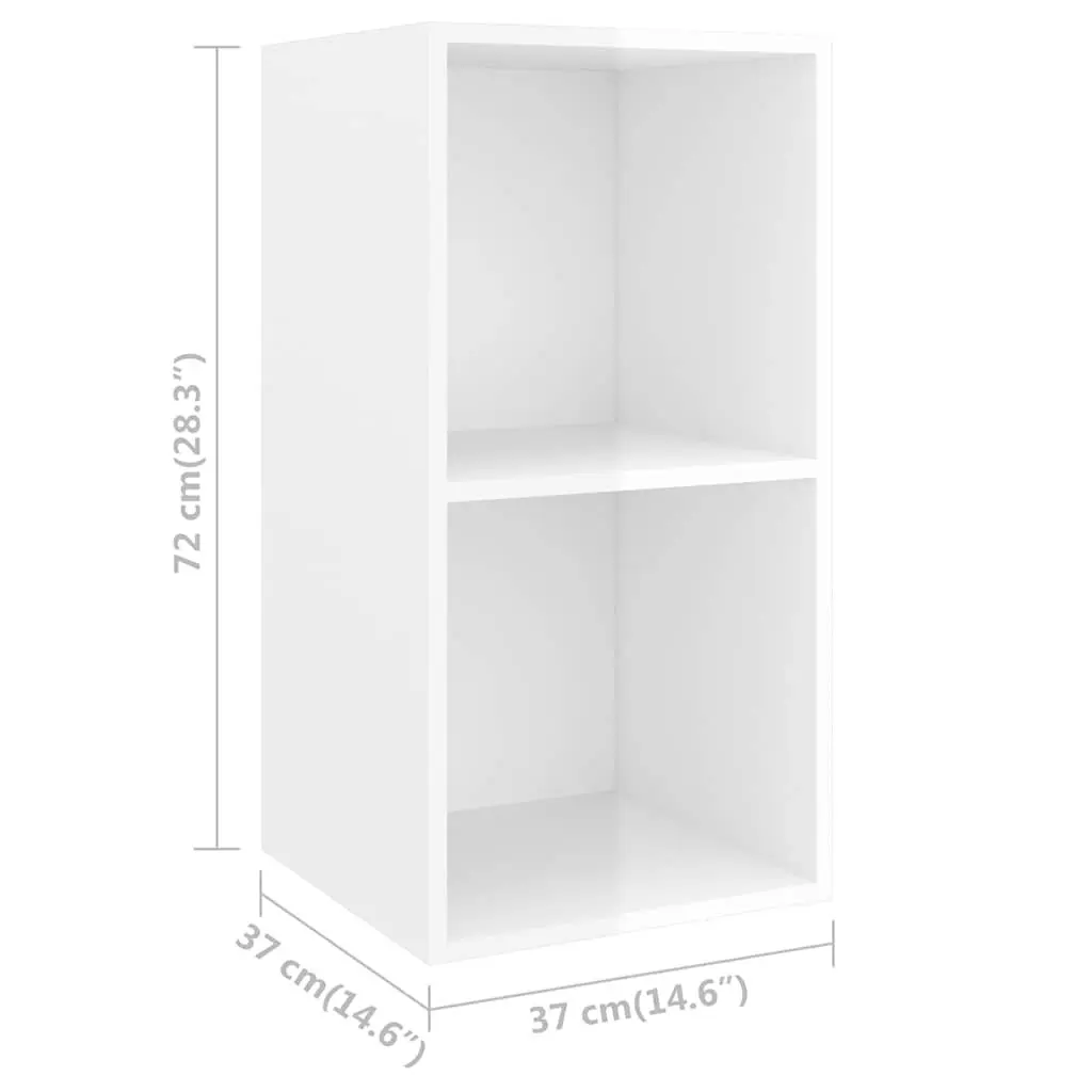 Wall-mounted TV Cabinets 2 pcs High Gloss White Storage Shelves Display Units