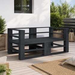 Outdoor Garden 2-Seater Pallet Sofa Grey Wooden Patio Lounge Seating Furniture