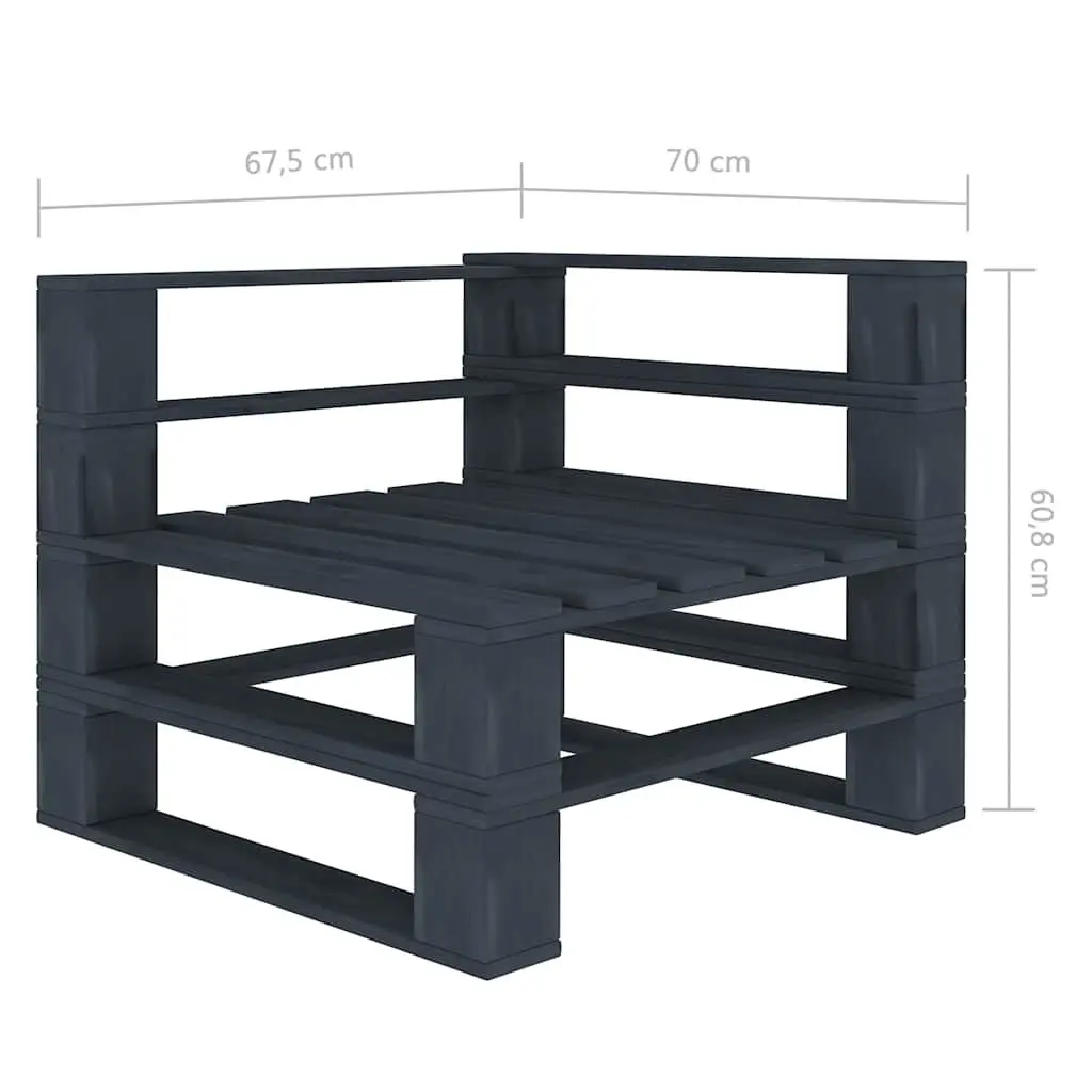 Outdoor Garden 2-Seater Pallet Sofa Grey Wooden Durable Weather Resistant Furniture