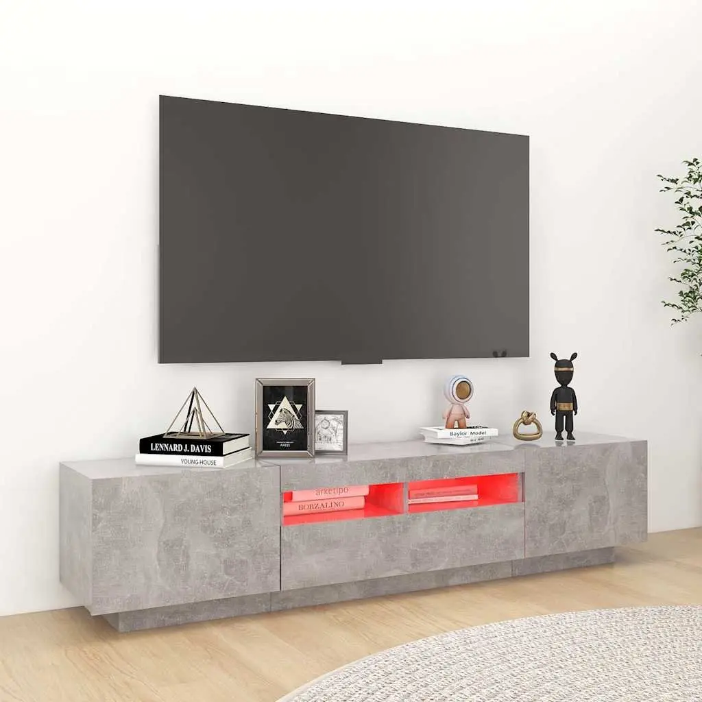 TV Cabinet 180cm Grey Modern with RGB LED Lights