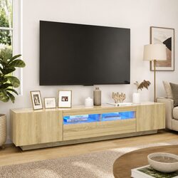 TV Cabinet with LED Lights Storage Unit Media Console Brown Sonoma Oak
