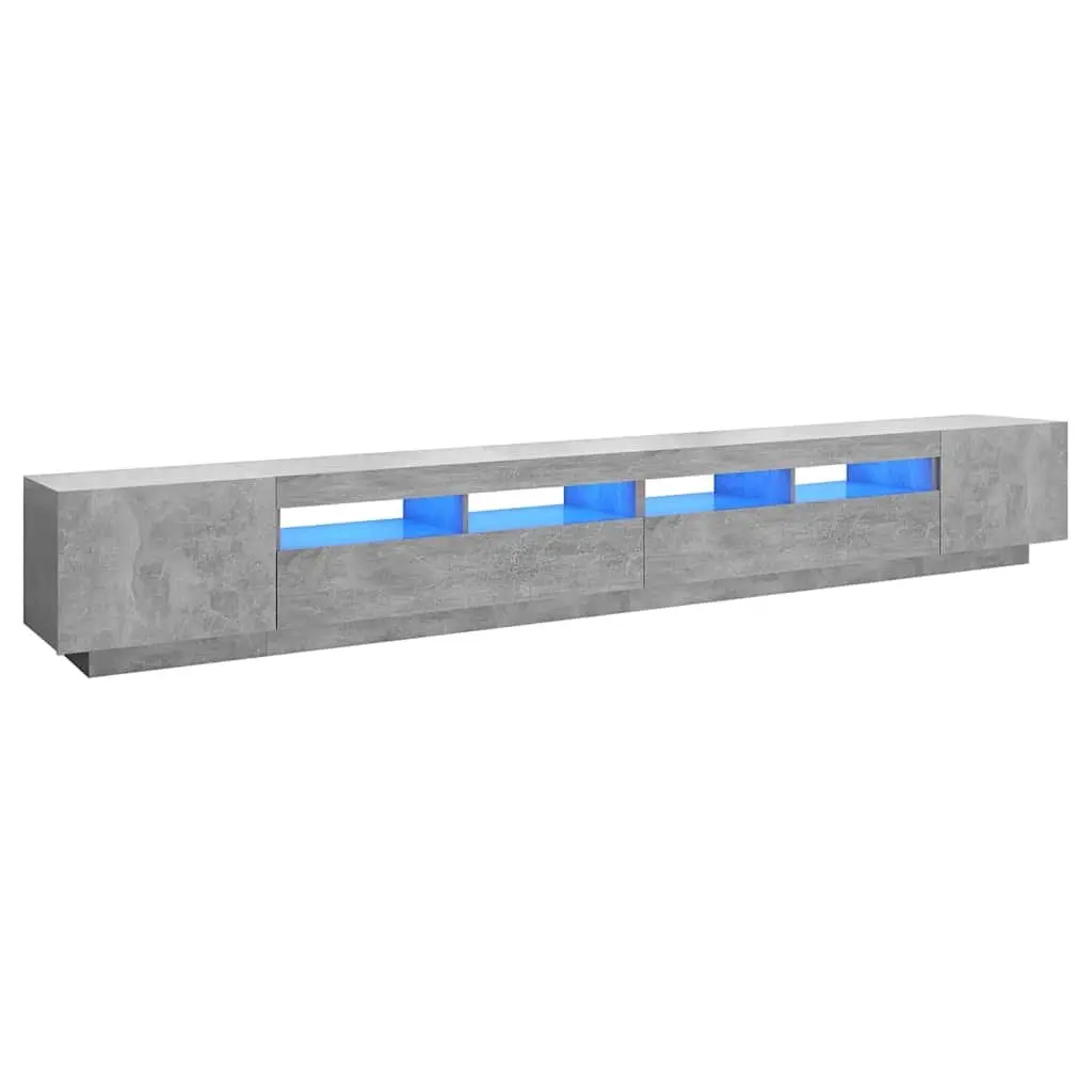 TV Cabinet Grey Modern with RGB LED Lights for Living Room Media Storage