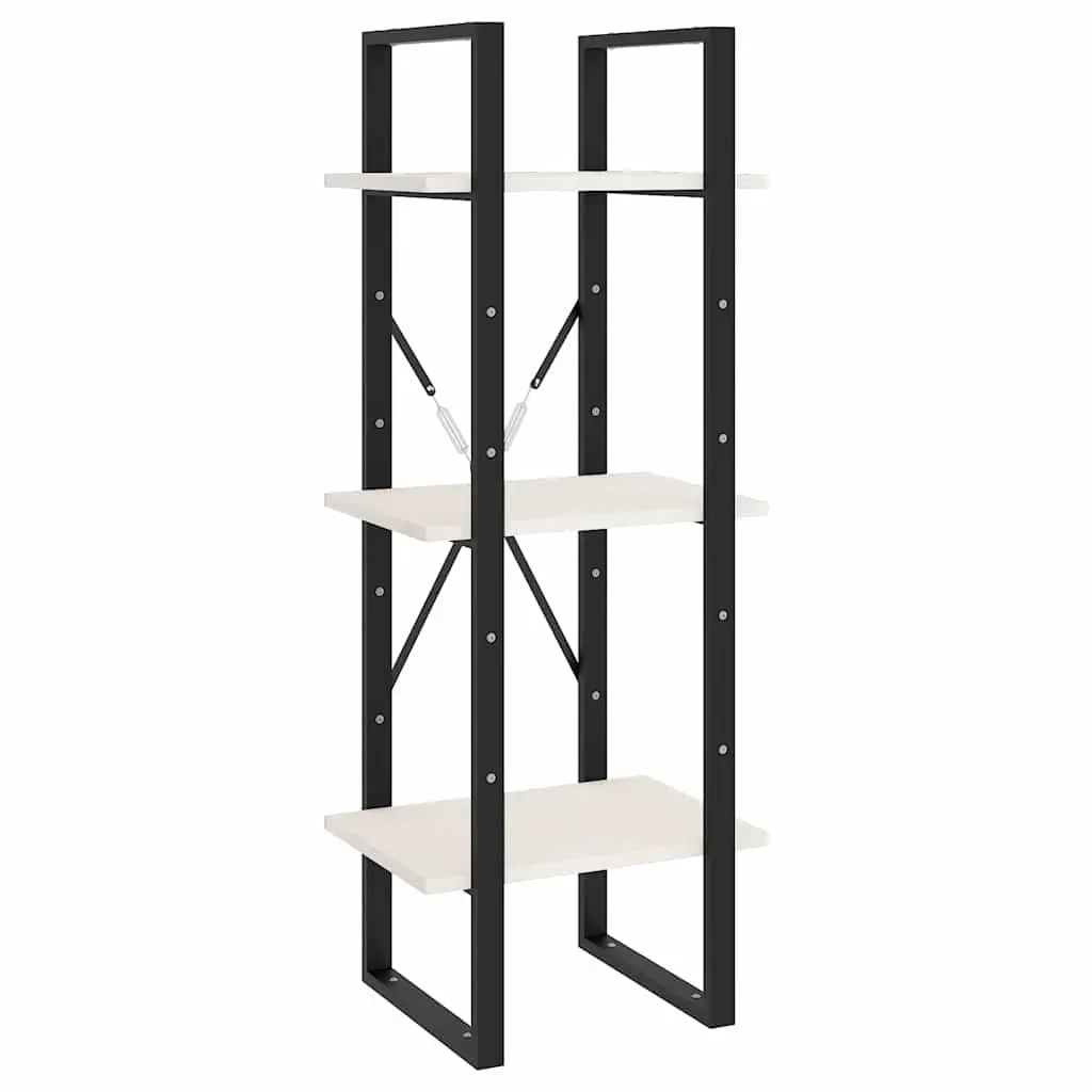 5-Tier Pinewood Book Cabinet White Standing Shelf Metal Frame Storage Unit