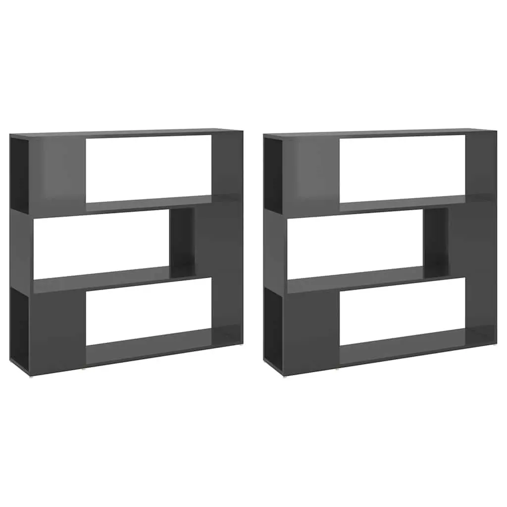 Book Cabinet Room Divider High Gloss Grey Storage Organiser