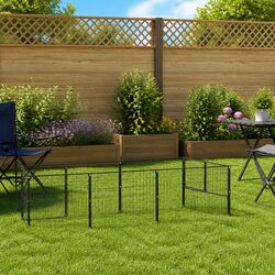 Secure Dog Kennel for Outdoor Play in Black Steel