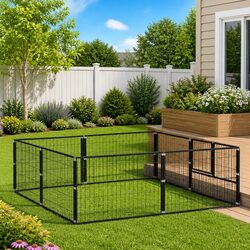 Secure and Spacious Black Dog Kennel for Outdoor Play
