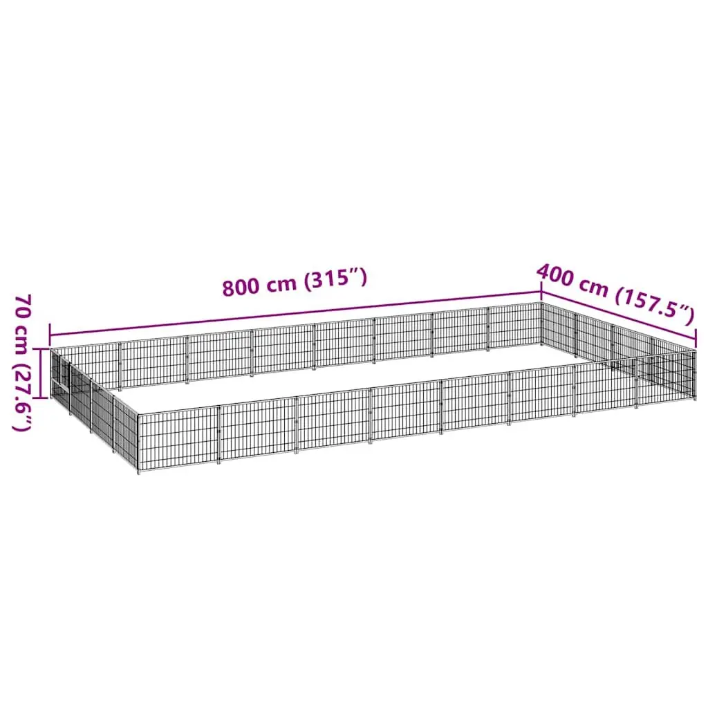 Dog Kennel Large Outdoor Steel Cage with Mesh Wire Walls and Lockable Latch Door