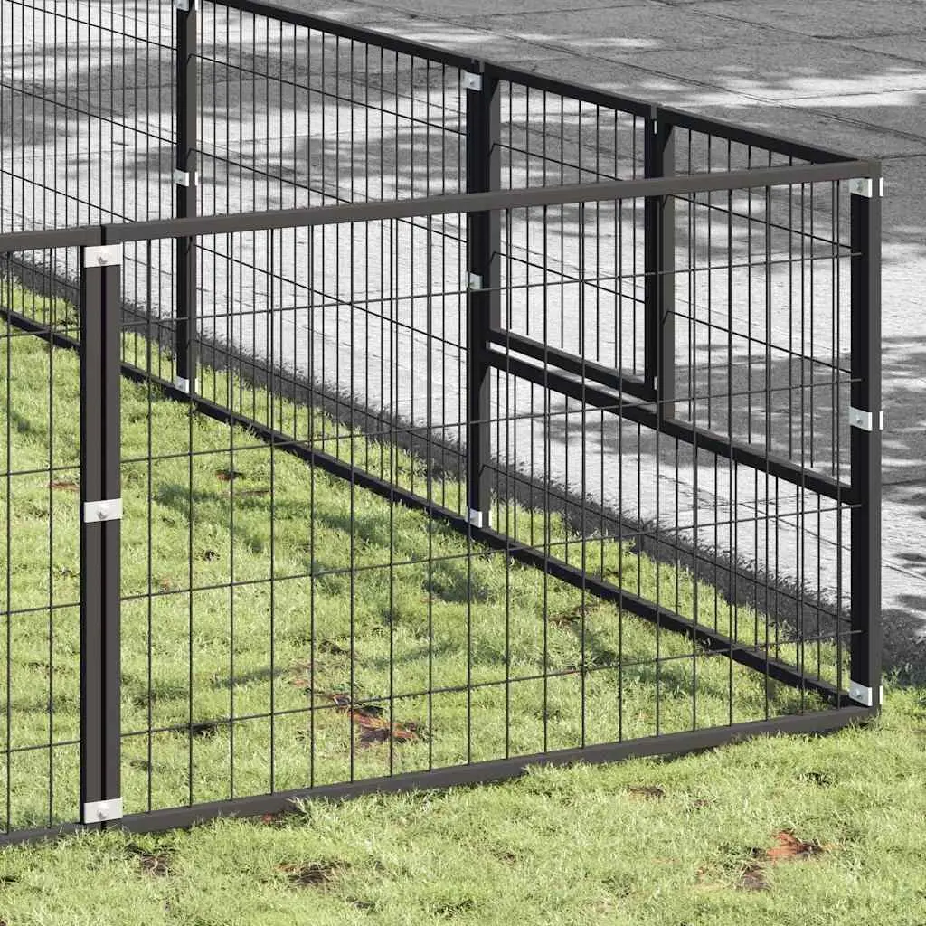 Dog Kennel Outdoor Black Steel Wire Mesh Spacious Exercise Area