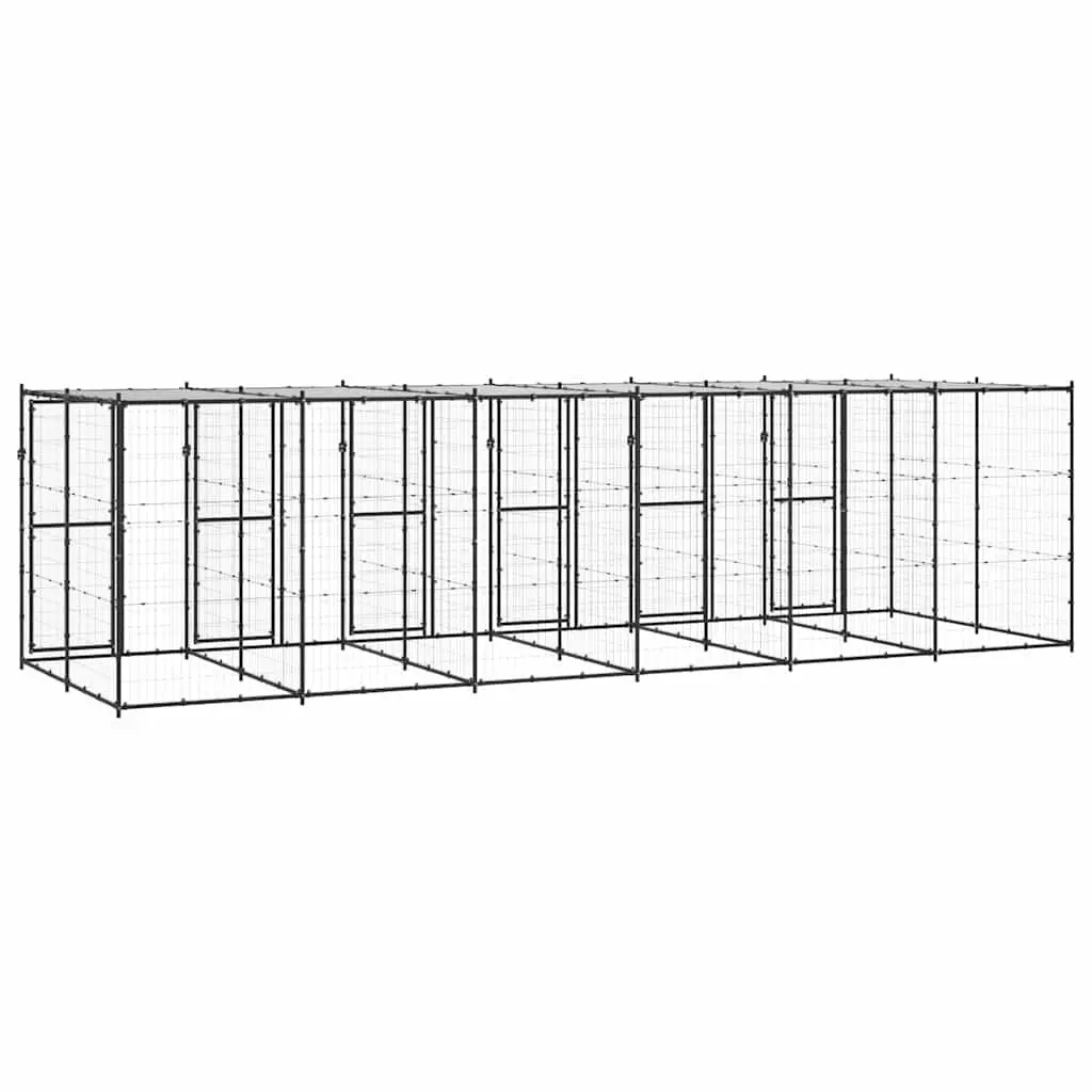 Outdoor Dog Kennel 14.52 m² Steel Frame Roof Mesh Run Enclosure Exercise Playpen