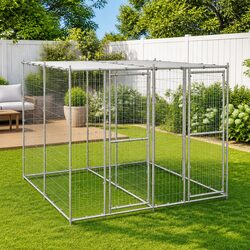 Silver Exercise Run Outdoor Dog Kennel with Galvanised Steel