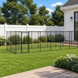 Spacious Outdoor Dog Kennel with Secure Steel Mesh Design