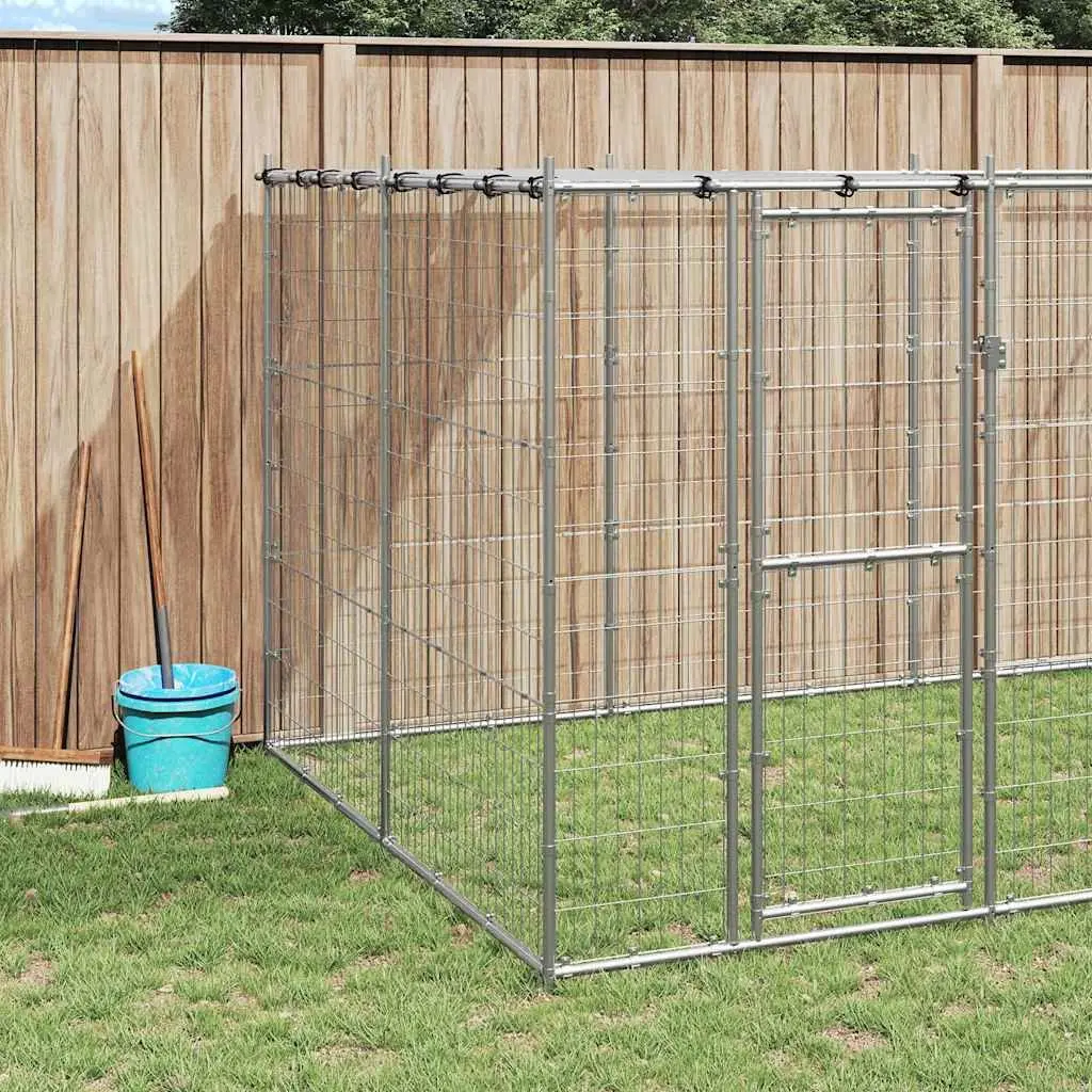 Outdoor Dog Kennel Large Galvanised Steel Mesh Roof Canopy Exercise Run Pen