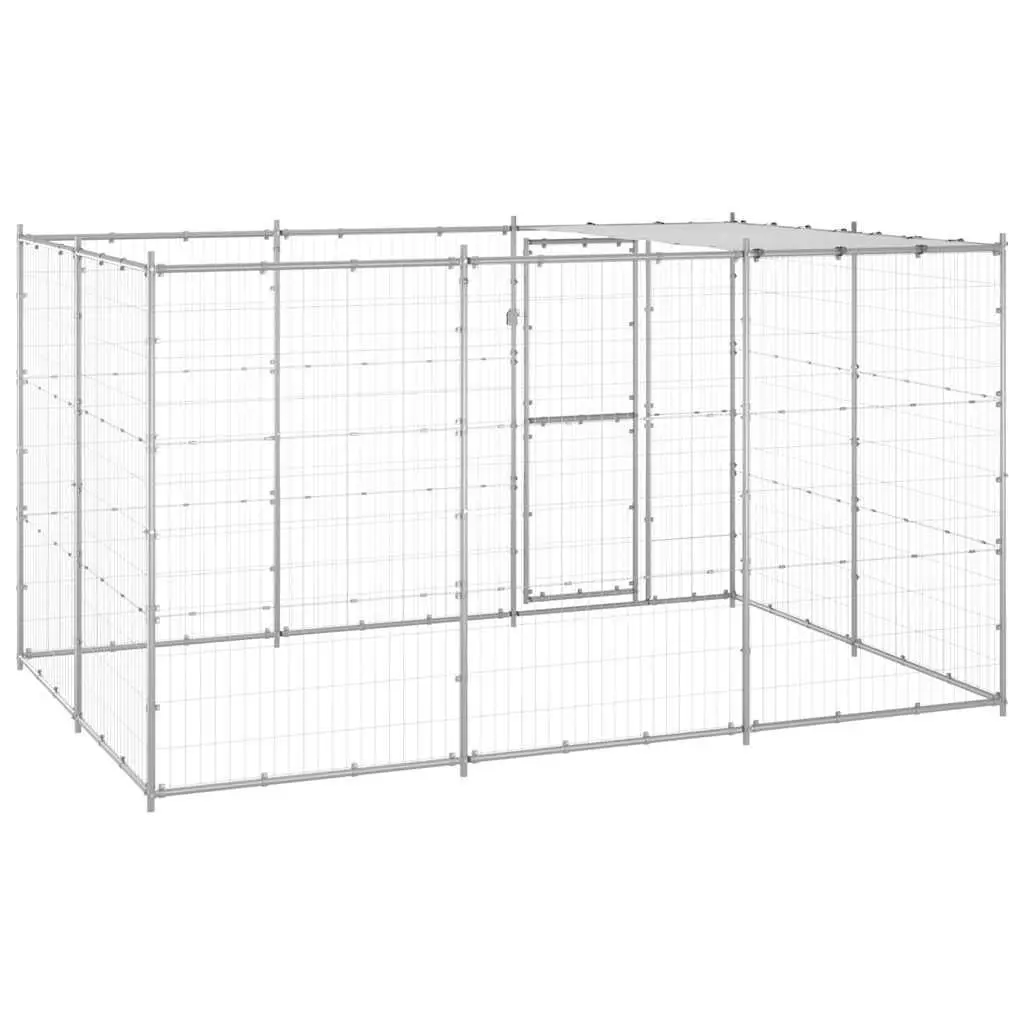 Outdoor Dog Kennel Large Galvanised Steel Mesh Roof Canopy Exercise Run Pen