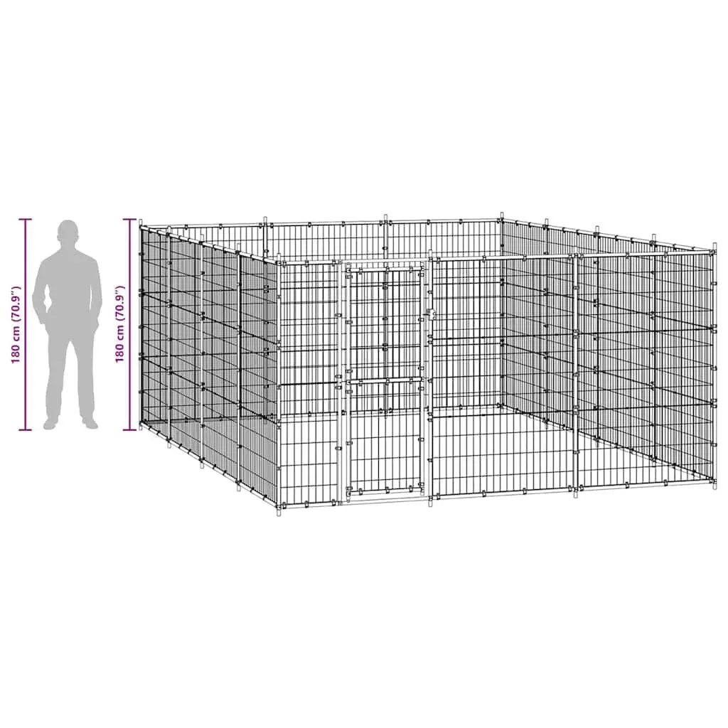 Dog Kennel Large Outdoor Run Enclosure Exercise Pen Black Steel Construction