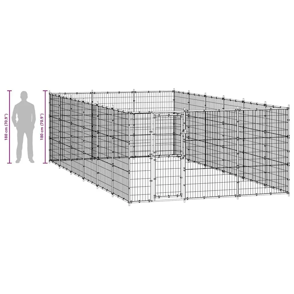 Dog Kennel 21.78 m² Steel Mesh Exercise Pen Outdoor Training Enclosure