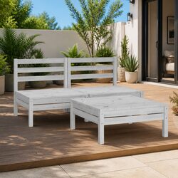 Outdoor 3 Piece Lounge Set – White Pinewood Furniture