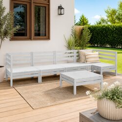 Versatile White Garden Lounge Set for Outdoor Relaxation