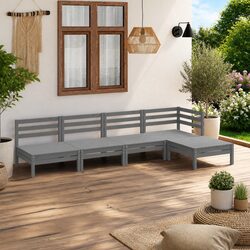 Outdoor Garden Lounge Set - 5 Piece Pallet Style in Grey