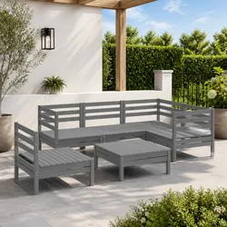 Garden Lounge Set 6 Piece Outdoor Furniture Pallet Patio Sofa Grey Wooden
