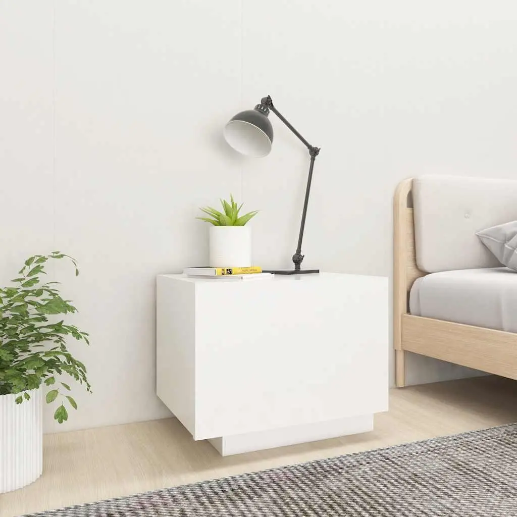 White Bedside Cabinet Engineered Wood 100x35x40cm Storage Table Nightstand