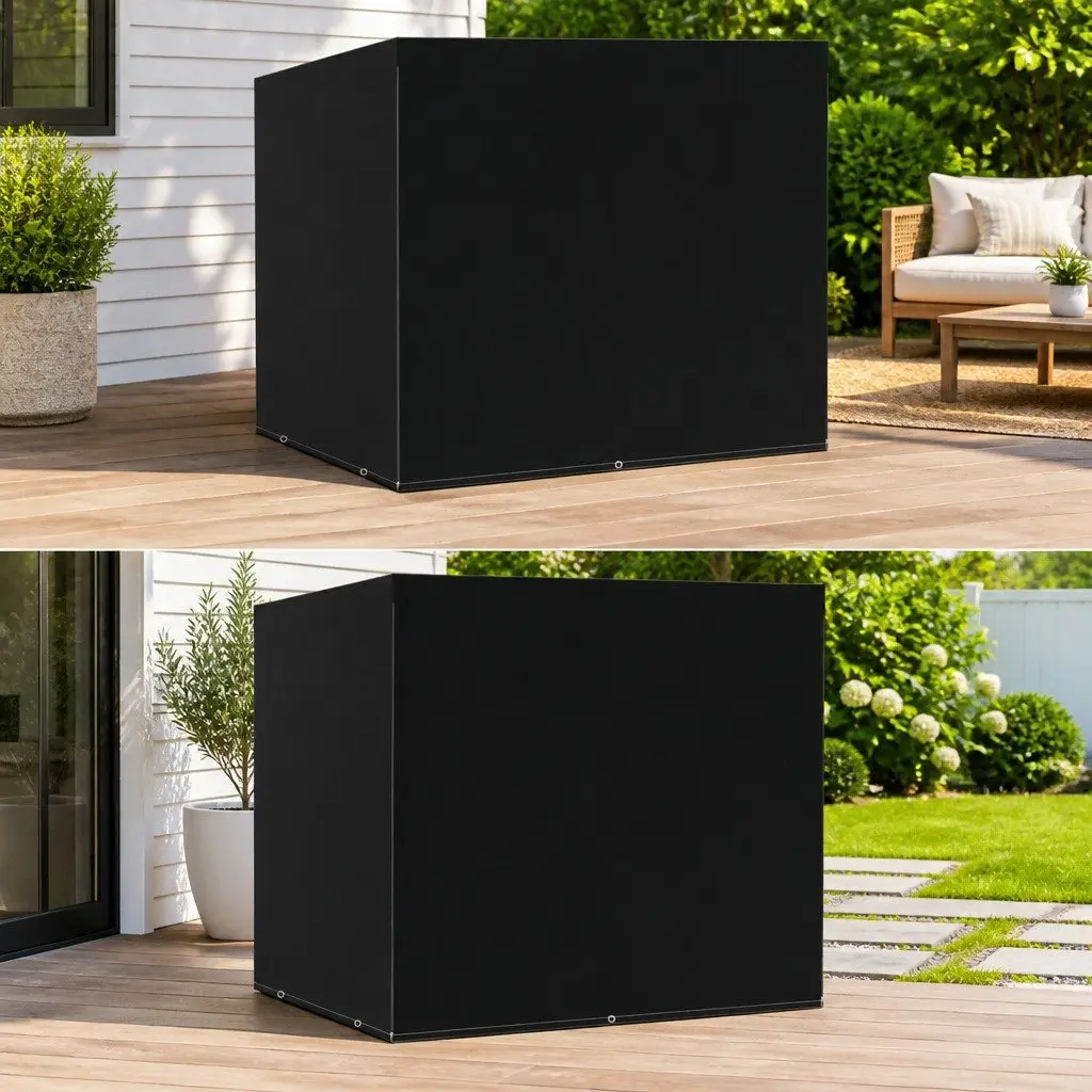 Swing Bench Cover Set 2 pcs Outdoor Furniture Protection Durable Water Resistant UV Resistant with Eyelets Fastening Black 135 x 105 x 175 cm