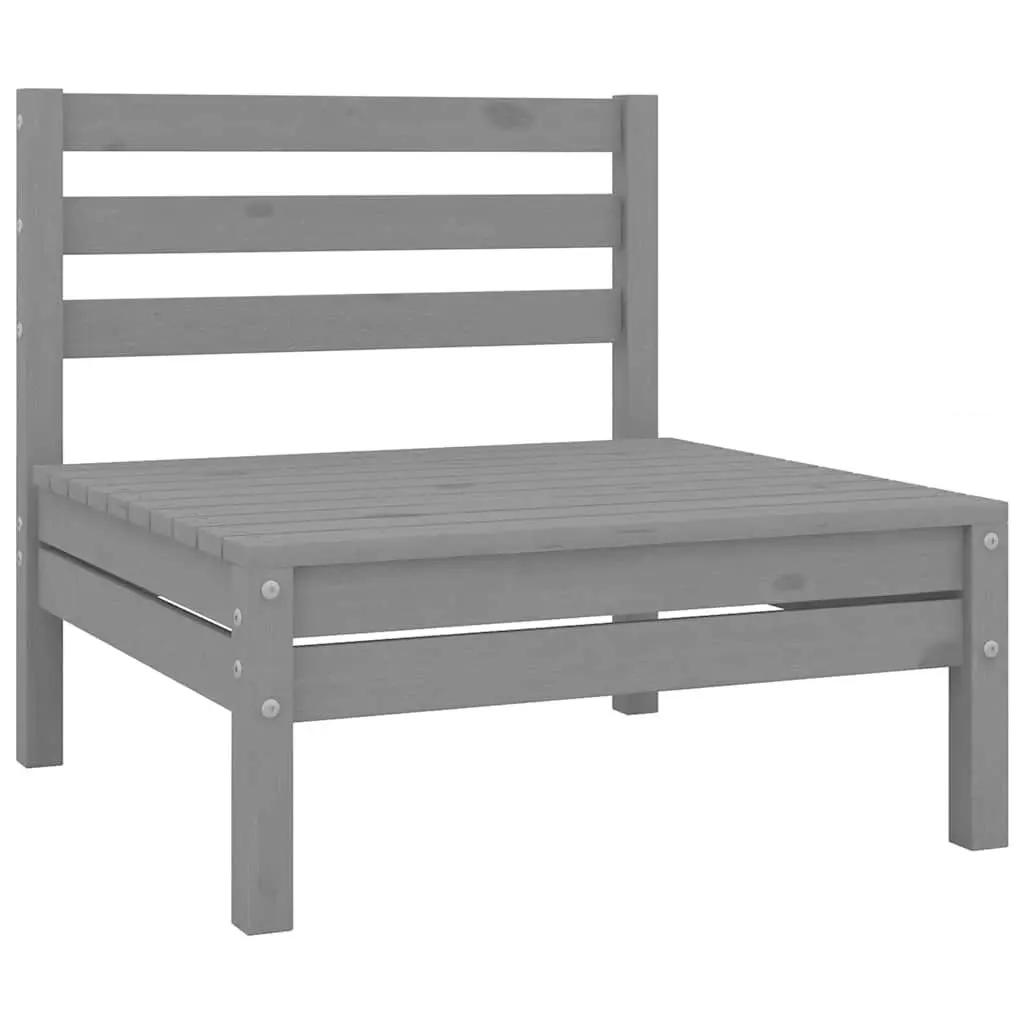 Modular Grey Wooden Outdoor Lounge Set 8 Piece Patio Sofa Furniture