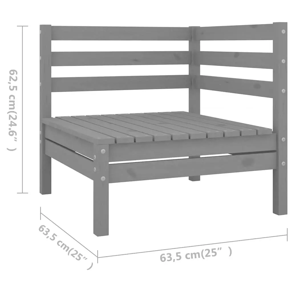 Modular Grey Wooden Outdoor Lounge Set 8 Piece Patio Sofa Furniture