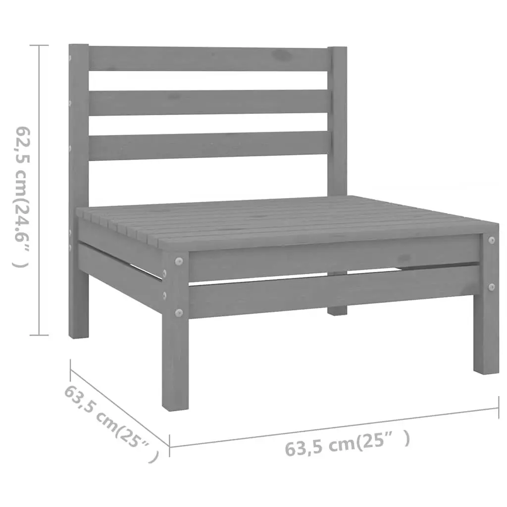 Modular Grey Wooden Outdoor Lounge Set 8 Piece Patio Sofa Furniture