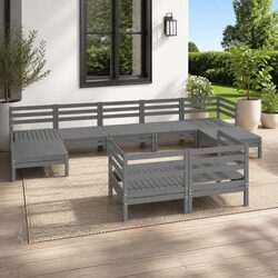 Versatile Grey Modular 9-Piece Garden Lounge Set