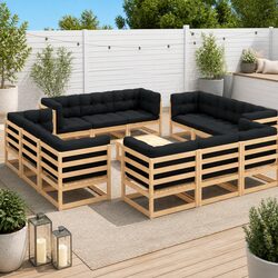 13 Piece Outdoor Garden Lounge Set with Cushions Solid Pinewood Anthracite