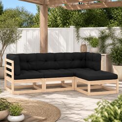 4 Piece Garden Lounge Set with Cushions Solid Pinewood Anthracite Outdoor Sofa