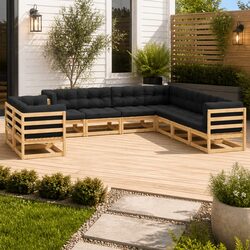 Pallet Design 9-Piece Outdoor Furniture Lounge Set