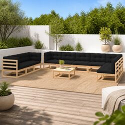 Outdoor Pallet Sofa Set with 11 Pieces and Anthracite Cushions