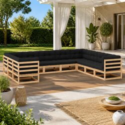 Stylish 10 Piece Patio Lounge Set with Modular Design