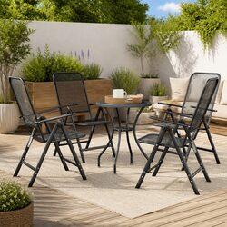 Garden Dining Set 5 Piece Outdoor Patio Furniture Expanded Metal Mesh Anthracite