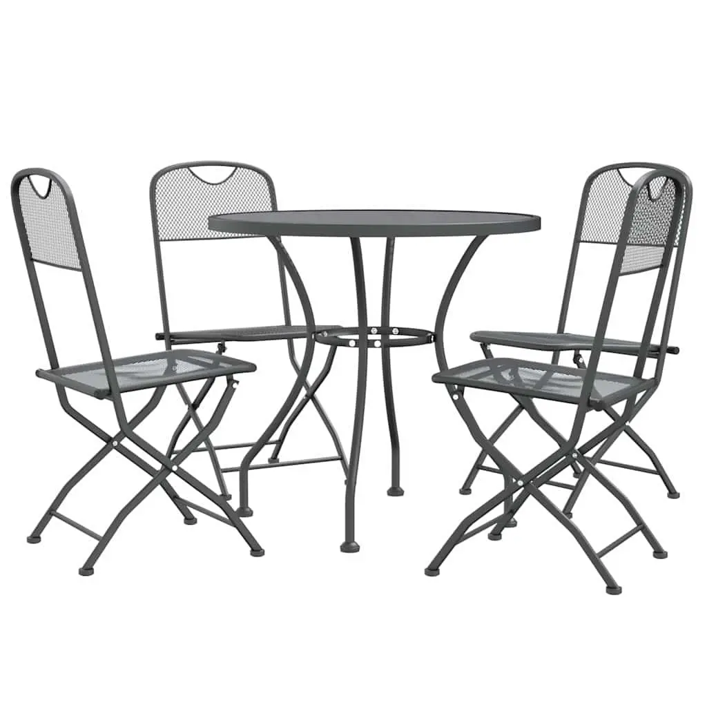 5 Piece Outdoor Dining Set Anthracite Expanded Metal Mesh Durable Garden Furniture