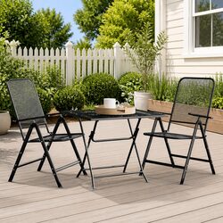 Outdoor Patio Furniture Set: 3-Piece Anthracite Dining Set