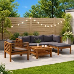 Garden Lounge Set 6 Piece Outdoor Furniture Patio Sofa Grey with Cushions