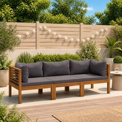 3-Seater Garden Sofa Lounge Set Acacia Wood Outdoor Furniture Modular Patio