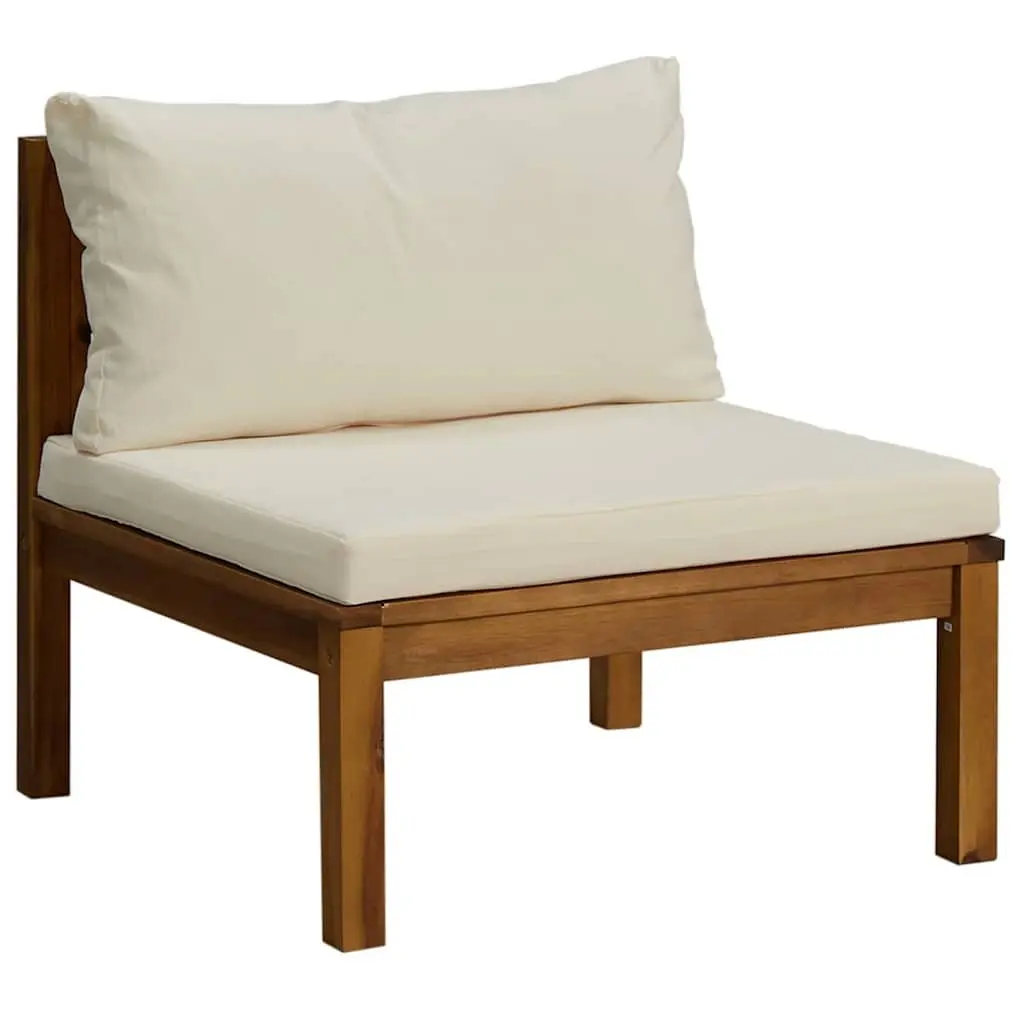 Garden Lounge Set 6 Piece Outdoor Furniture Acacia Wood Modular Sofa with Thickly Padded Cushions and Slatted Coffee Table