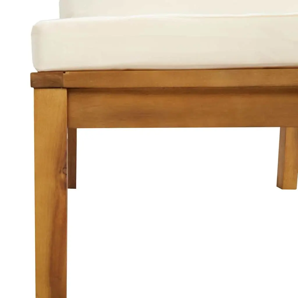 8 Piece Modular Garden Lounge Set Solid Acacia Wood Frame with Cream Cushions and Slatted Coffee Table