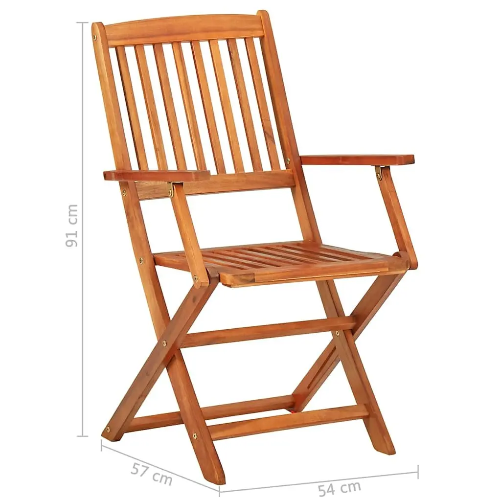 Outdoor Dining Set 11 Piece Patio Furniture Brown Acacia Wood Foldable Chairs and Spacious Table