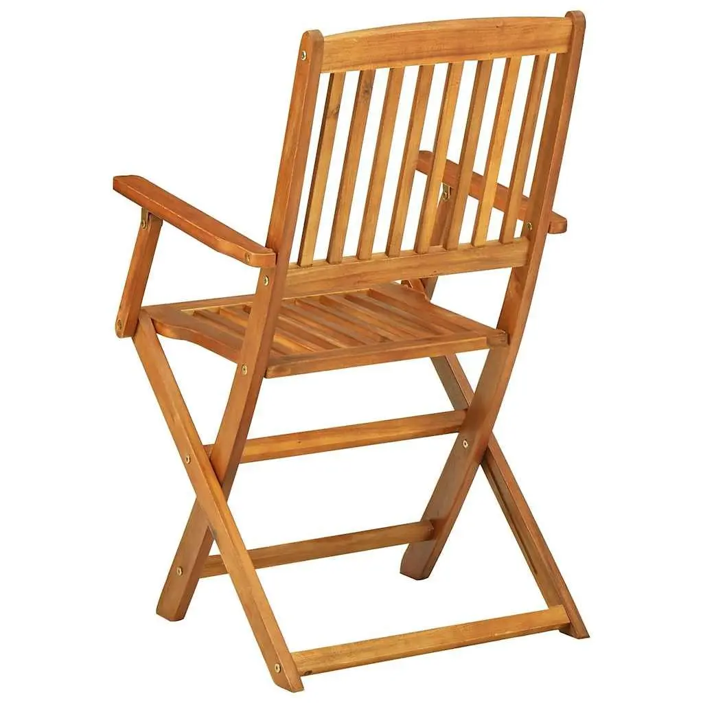 Outdoor Dining Set 11 Piece Patio Furniture Brown Acacia Wood Foldable Chairs and Spacious Table
